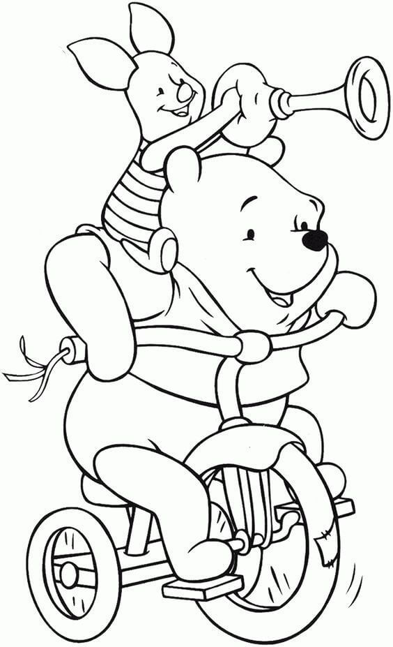 xe đạp và gấu bu cho bé tập tô