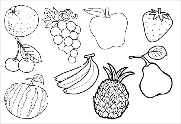 hình tô màu cho bé các loại trái cây