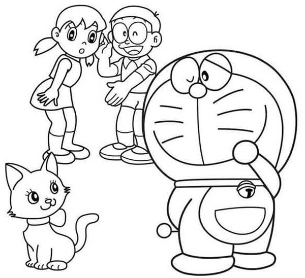 hình vẽ trăng đen nhân vật phim doremon cho bé tập tô