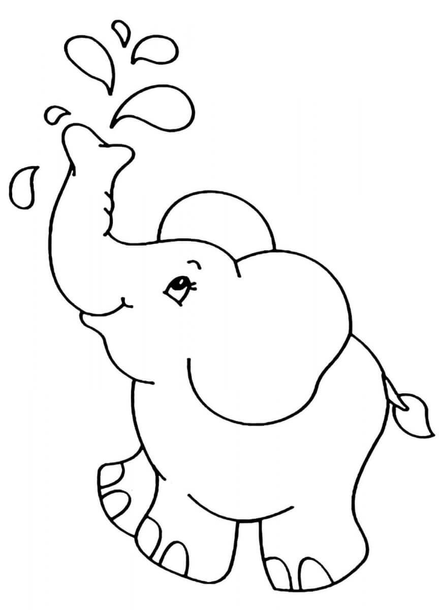 tranh tô màu con voi cho bé bé