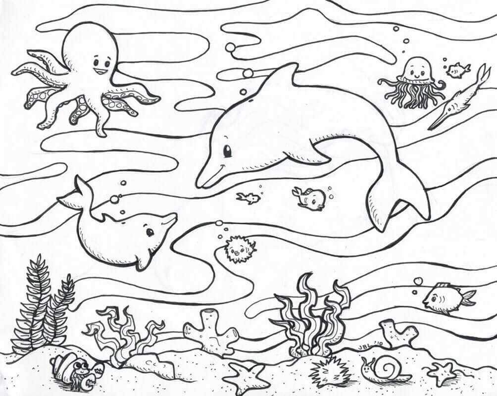 tranh tô màu cho bé các loại cá ở đại dương