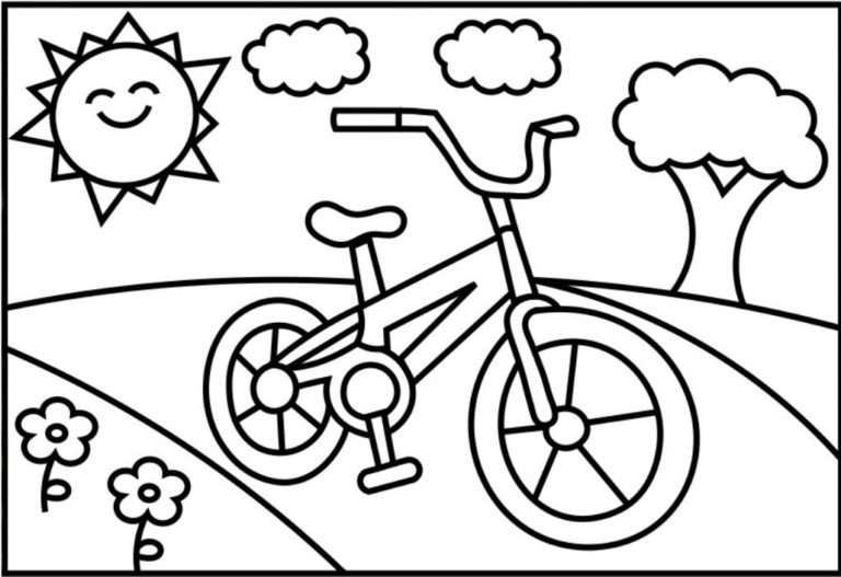 tranh xe đạp cho bé tô màu