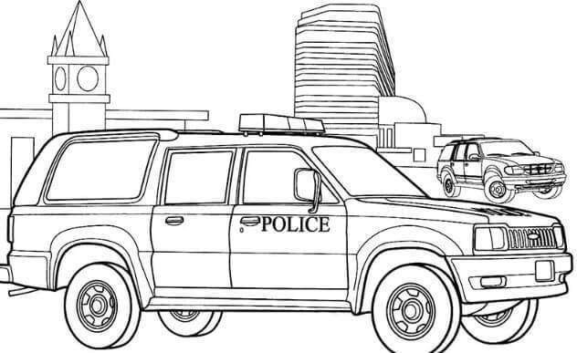 hình xe cảnh sát cho bé tập tô