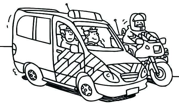 tranh xe cảnh sát tuần tra cho bé tập tô
