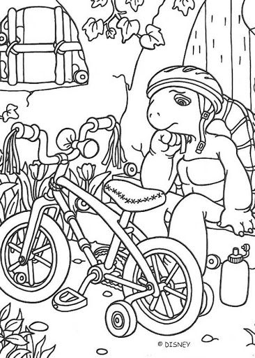 hình rùa đi xe đạp cho trẻ tập tô