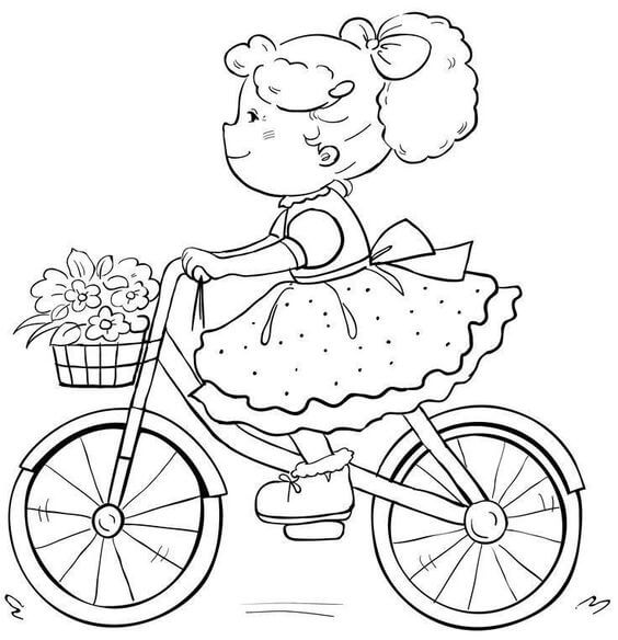 hình tranh tô màu cho bé chiếc xe đạp cho bé